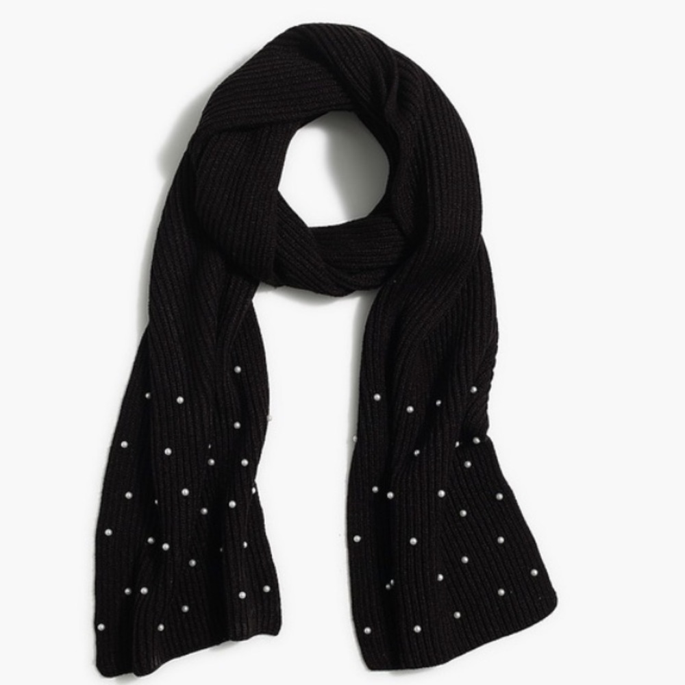 J.Crew Pearl Ribbed Knit Scarf Black